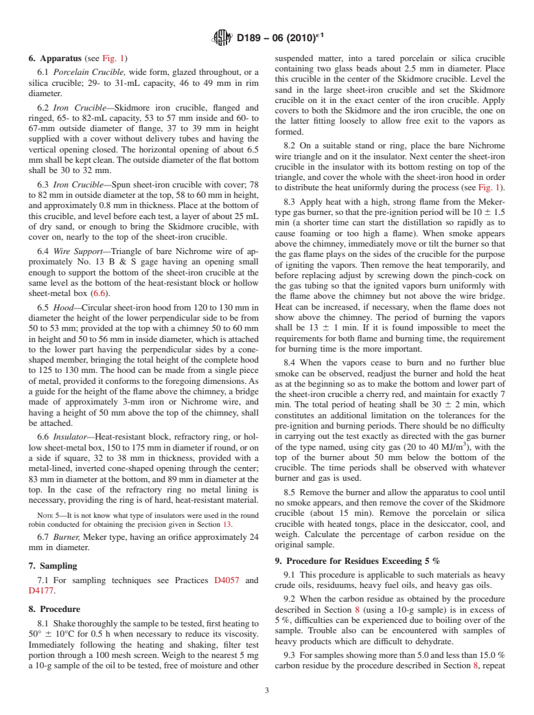 ASTM D189-06(2010)e1 - Standard Test Method for Conradson Carbon Residue of Petroleum Products