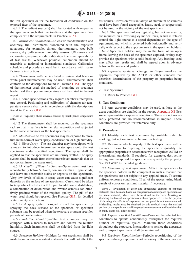 ASTM G153-04(2010) - Standard Practice for Operating Enclosed Carbon Arc Light Apparatus for Exposure of Nonmetallic Materials