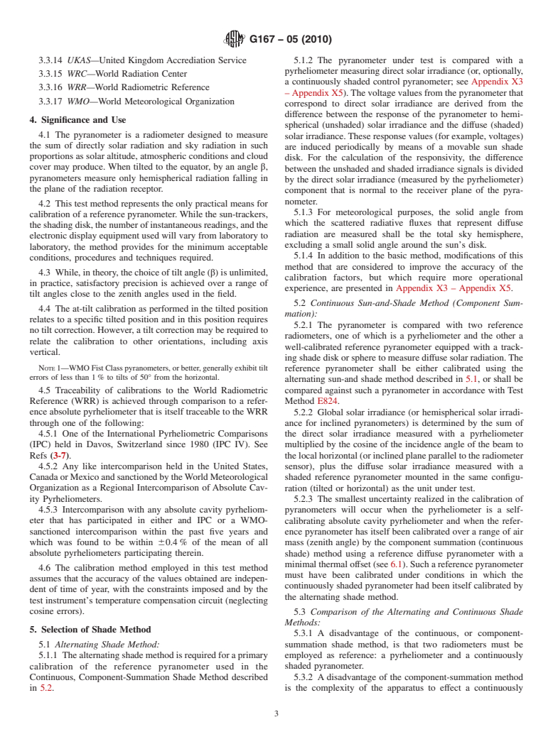 ASTM G167-05(2010) - Standard Test Method for Calibration of a Pyranometer Using a Pyrheliometer