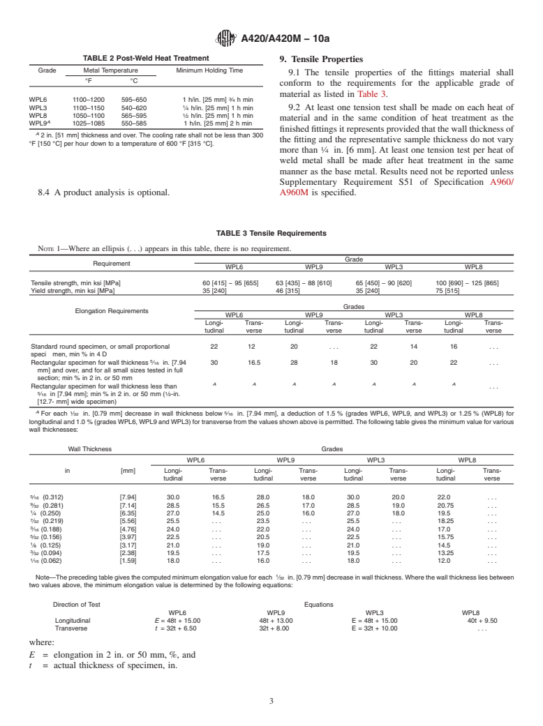 ASTM A420/A420M-10a - Standard Specification for Piping Fittings of Wrought Carbon Steel and Alloy Steel for Low-Temperature Service