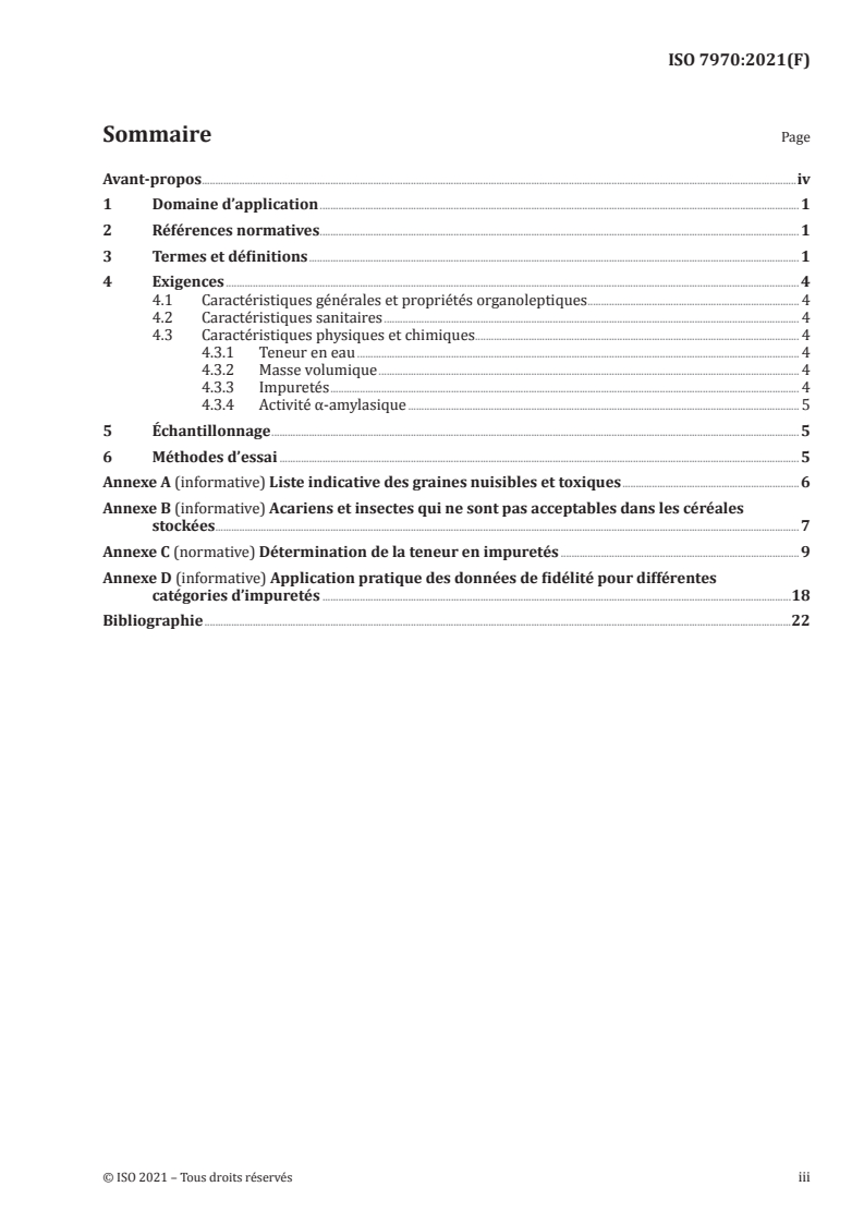 ISO 7970:2021 - Blé tendre (Triticum aestivum L.) — Spécifications
Released:1/5/2021