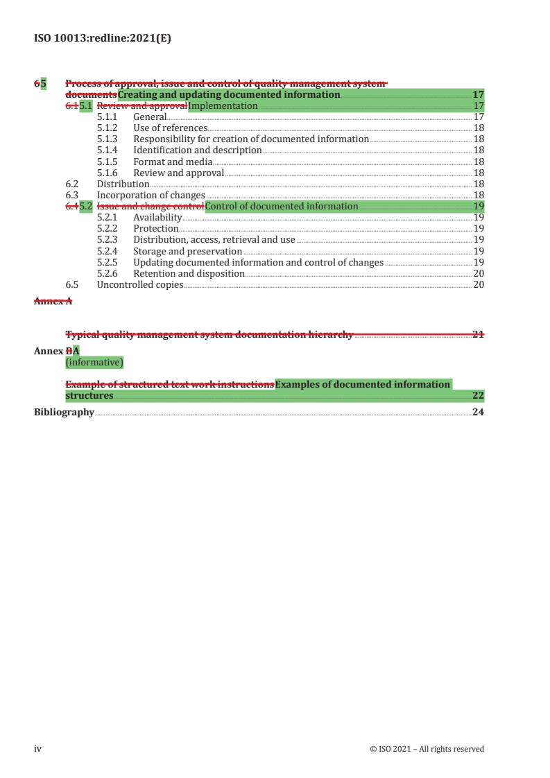 ISO 10013:2021 ISO 10013:2021REDLINE - Quality management systems -- Guidance for documented information - Page 4 preview