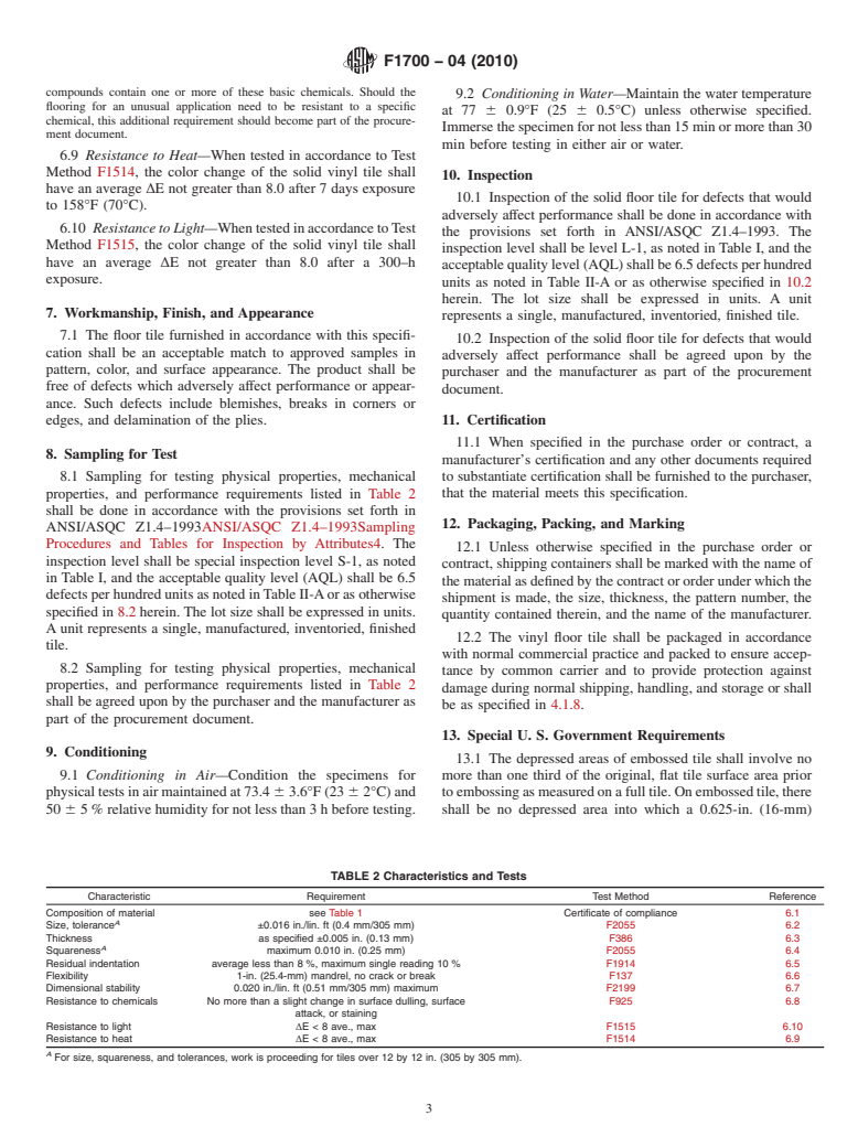 ASTM F1700-04(2010) - Standard Specification for Solid Vinyl Floor Tile