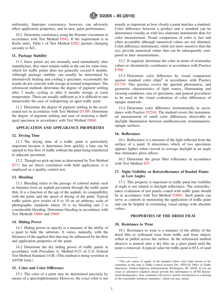 ASTM D2205-85(2010) - Standard Guide for Selection of Tests for Traffic Paints