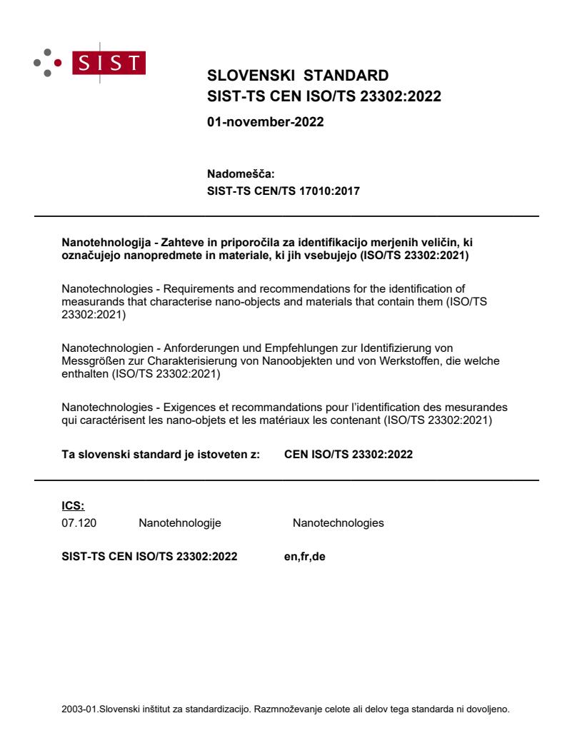 TS CEN ISO/TS 23302:2022
