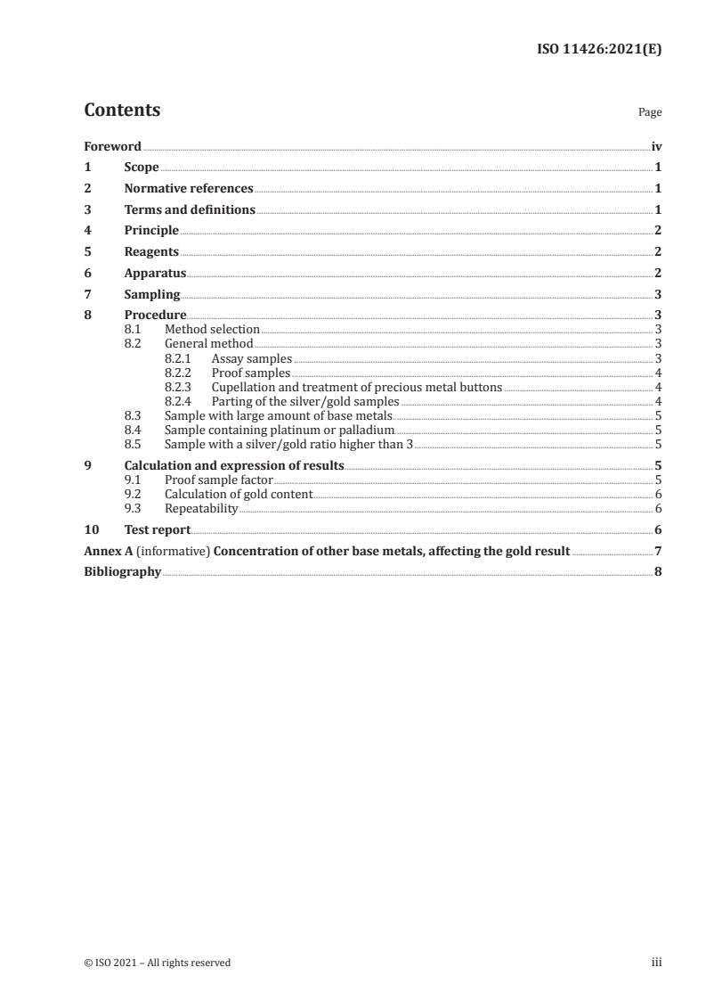 ISO 11426:2021 - Jewellery and precious metals — Determination of gold — Cupellation method (fire assay)
Released:3/11/2021