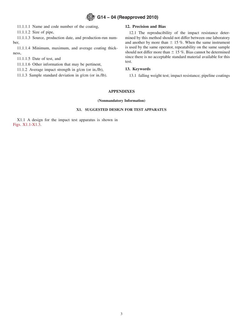 ASTM G14-04(2010) - Standard Test Method for Impact Resistance of Pipeline Coatings (Falling Weight Test)