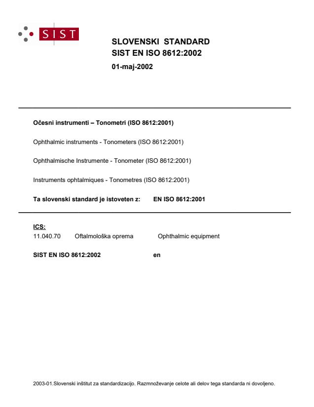 EN ISO 8612:2002