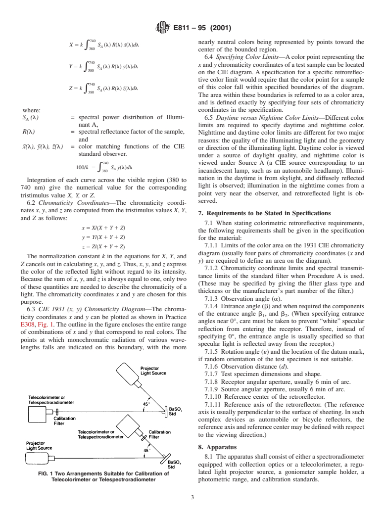 ASTM E811-95(2001) - Standard Practice for Measuring Colorimetric Characteristics of Retroreflectors Under Nighttime Conditions