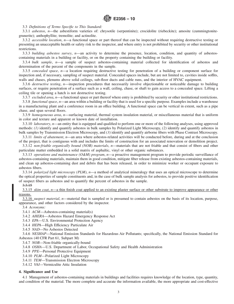 REDLINE ASTM E2356-10 - Standard Practice for Comprehensive Building Asbestos Surveys