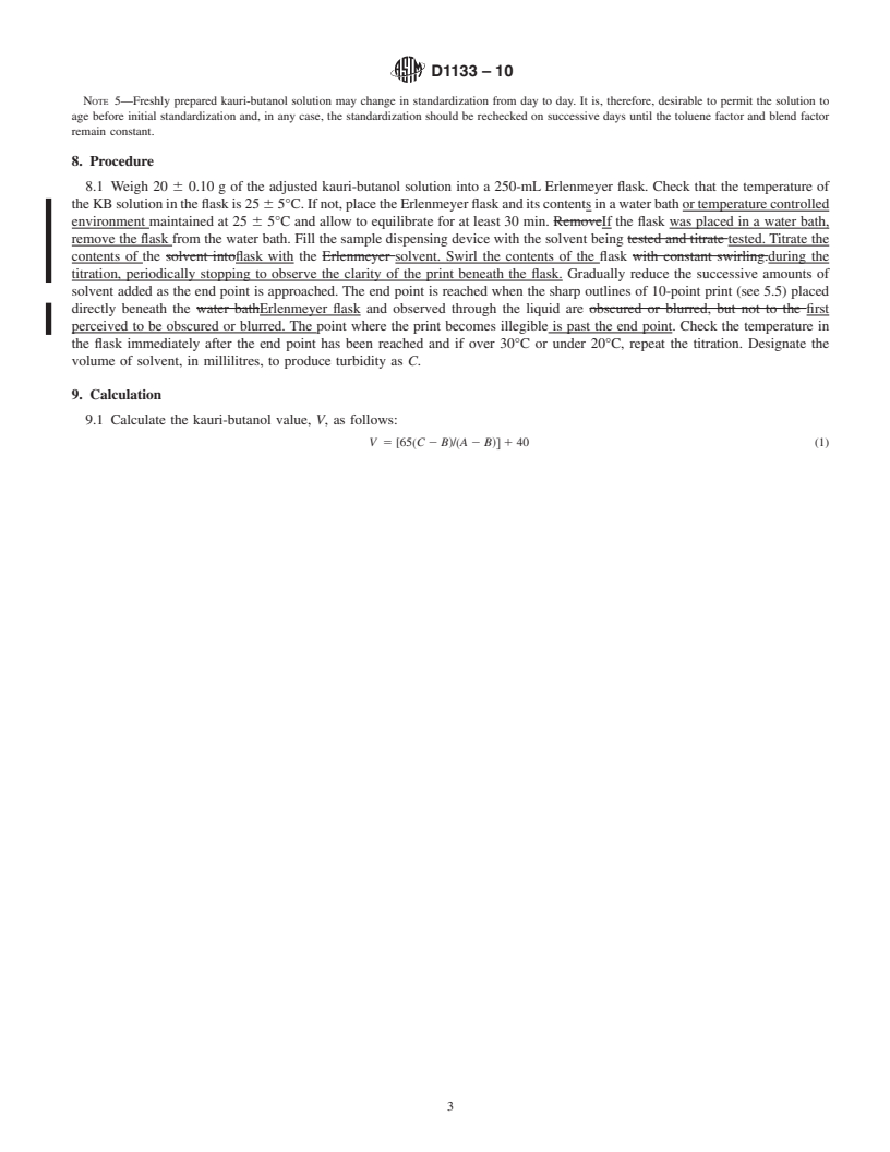 REDLINE ASTM D1133-10 - Standard Test Method for Kauri-Butanol Value of Hydrocarbon Solvents