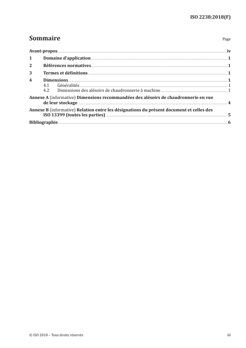ISO 2238:2018 - Alésoirs de chaudronnerie, à machine
Released:9/21/2018