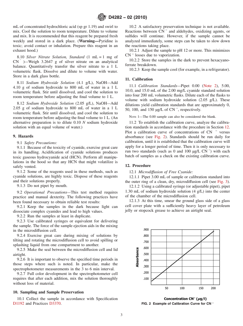 ASTM D4282-02(2010) - Standard Test Method for Determination of Free Cyanide in Water and Wastewater by Microdiffusion