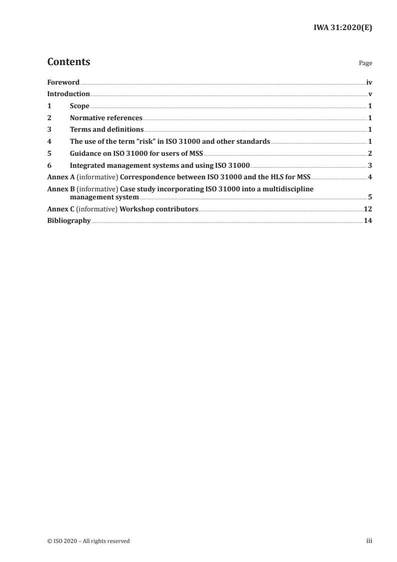 IWA 31:2020 - Risk management — Guidelines on using ISO 31000 in management systems
Released:3/31/2020