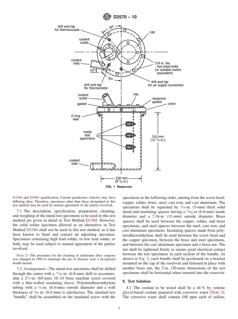 ASTM D2570-10 - Standard Test Method for Simulated Service Corrosion Testing of Engine Coolants