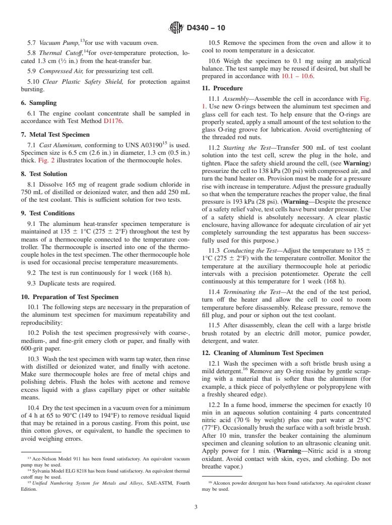 ASTM D4340-10 - Standard Test Method for Corrosion of Cast Aluminum Alloys in Engine Coolants Under Heat-Rejecting Conditions