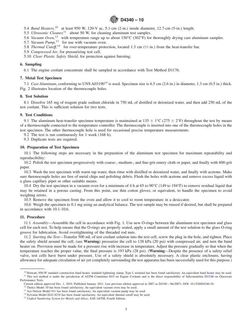 REDLINE ASTM D4340-10 - Standard Test Method for Corrosion of Cast Aluminum Alloys in Engine Coolants Under Heat-Rejecting Conditions