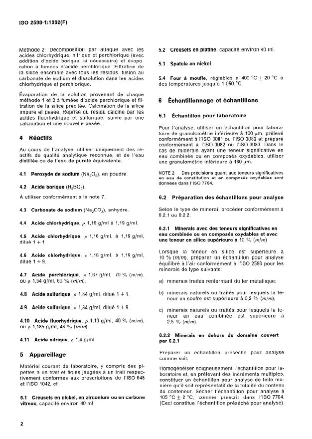 ISO 2598-1:1992 ISO 2598-1:1992 - Minerais de fer -- Dosage du silicium - Page 4 preview