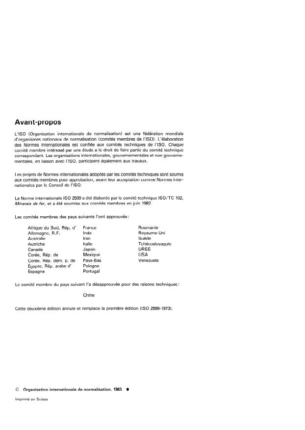 ISO 2599:1983 ISO 2599:1983 - Minerais de fer -- Dosage du phosphore -- Méthode titrimétrique - Page 2 preview
