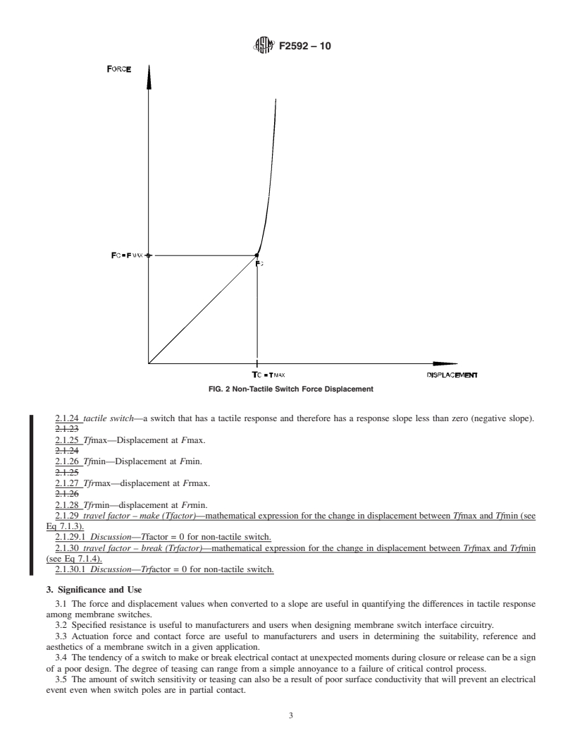 REDLINE ASTM F2592-10 - Standard Test Method for Measuring the Force-Displacement of a Membrane Switch