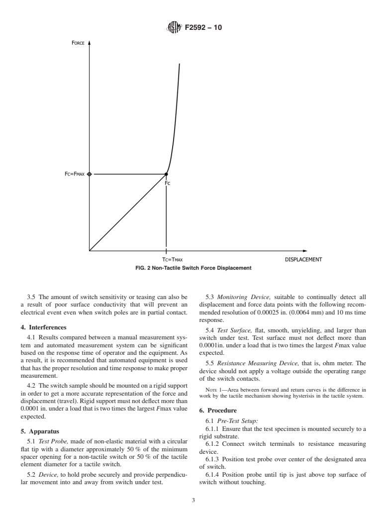 ASTM F2592-10 - Standard Test Method for Measuring the Force-Displacement of a Membrane Switch