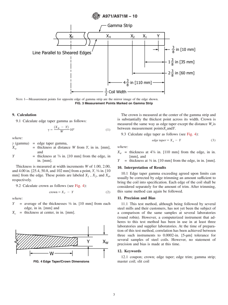 ASTM A971/A971M-10 - Standard Test Method for Measuring Edge Taper and Crown of Flat-Rolled Electrical Steel Coils