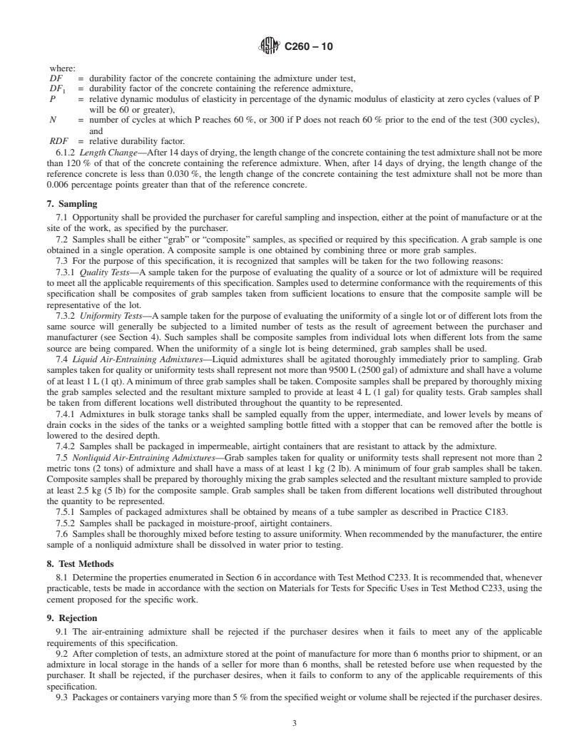 REDLINE ASTM C260-10 - Standard Specification for Air-Entraining Admixtures for Concrete