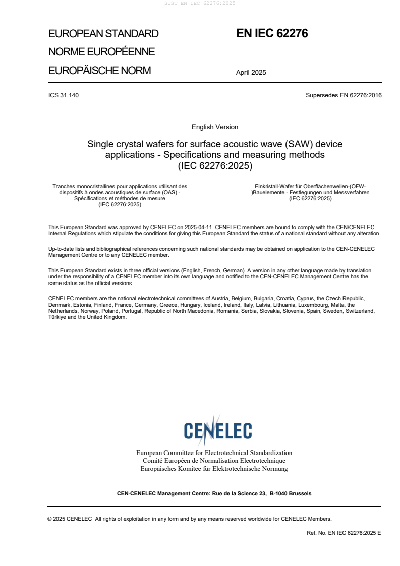 EN IEC 62276:2025