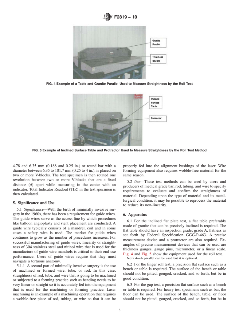 ASTM F2819-10 - Standard Test Methods for Measurement of Straightness of Bar, Rod, Tubing and Wire to be used for Medical Devices