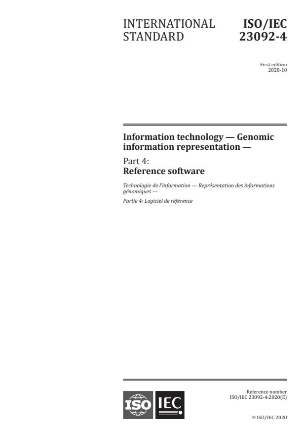 ISO/IEC 23092-4:2020 - Information technology -- Genomic information representation