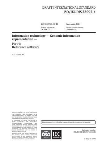 ISO/IEC FDIS 23092-4:Version 25-apr-2020 - Information technology -- Genomic information representation