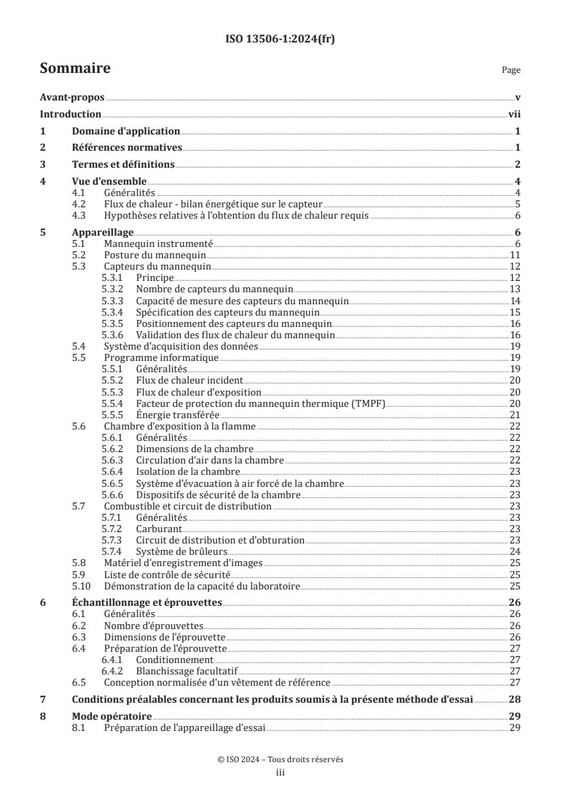 ISO 13506-1:2024 - Habillement de protection contre la chaleur et les flammes — Partie 1: Méthode d'essai pour vêtements complets — Mesurage de l'énergie transférée à l'aide d'un mannequin instrumenté
Released:12. 06. 2024