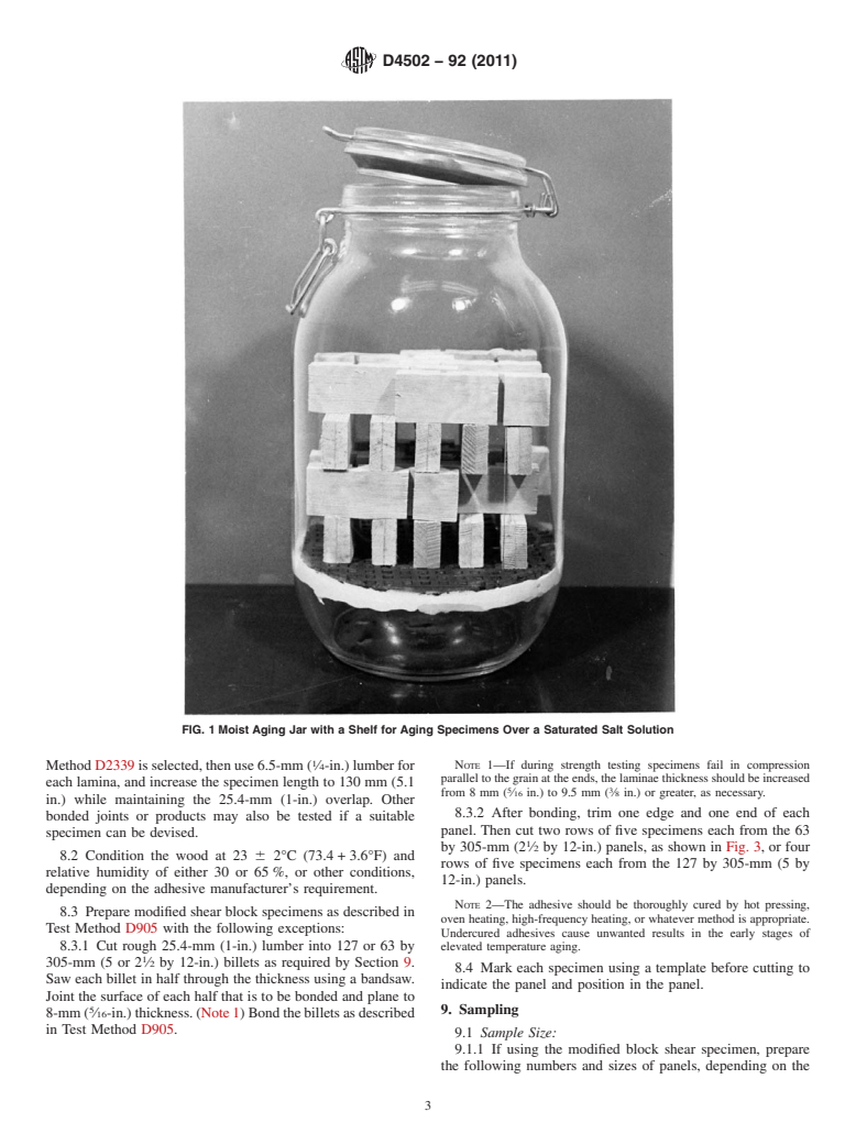 ASTM D4502-92(2011) - Standard Test Method for Heat and Moisture Resistance of Wood-Adhesive Joints