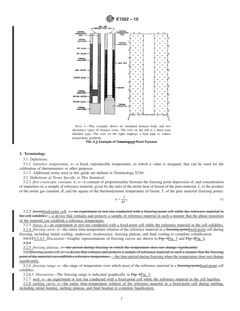 REDLINE ASTM E1502-10 - Standard Guide for Use of Fixed-Point Cells for Reference Temperatures