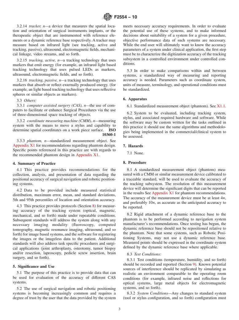 ASTM F2554-10 - Standard Practice for Measurement of Positional Accuracy of Computer Assisted Surgical Systems