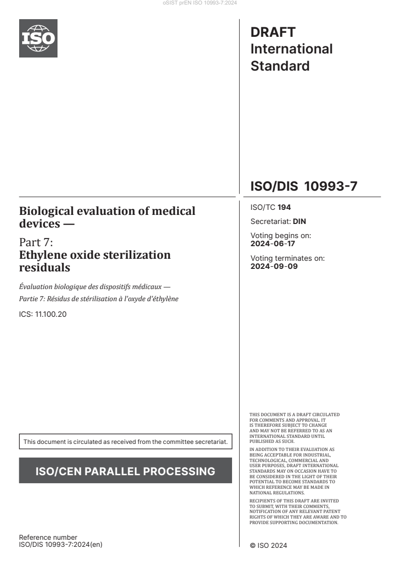 prEN ISO 10993-7:2024