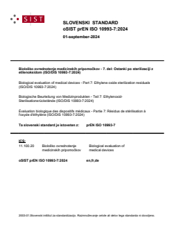 FprEN ISO 10993-7 prEN ISO 10993-7:2024 - Page 1 preview