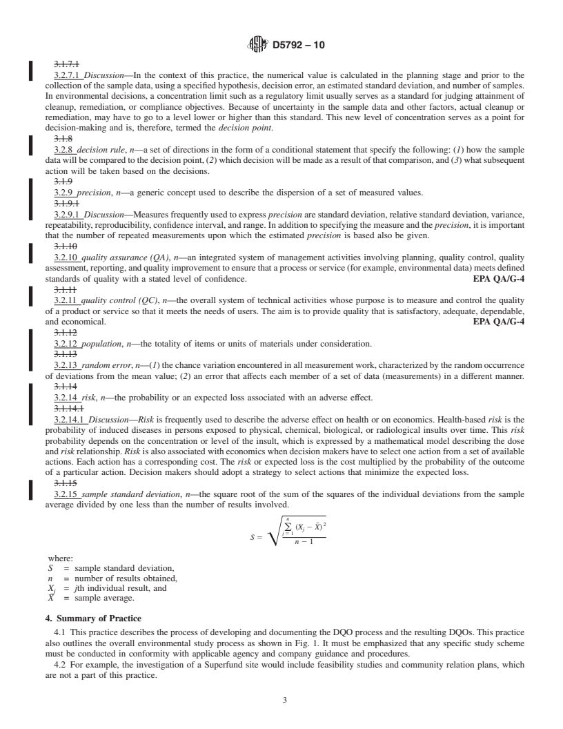 REDLINE ASTM D5792-10 - Standard Practice for Generation of Environmental Data Related to Waste Management Activities: Development of Data Quality Objectives