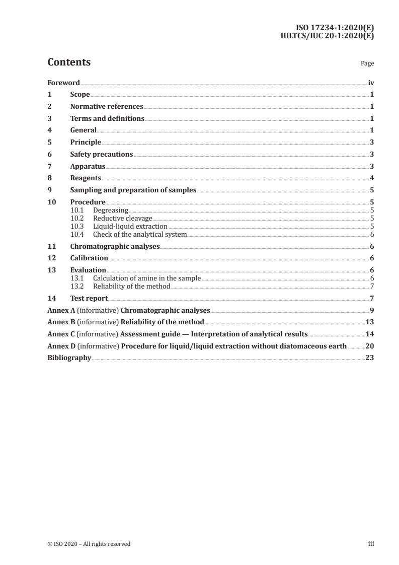 ISO 17234-1:2020 - Leather — Chemical tests for the determination of certain azo colourants in dyed leathers — Part 1: Determination of certain aromatic amines derived from azo colourants
Released:8/21/2020