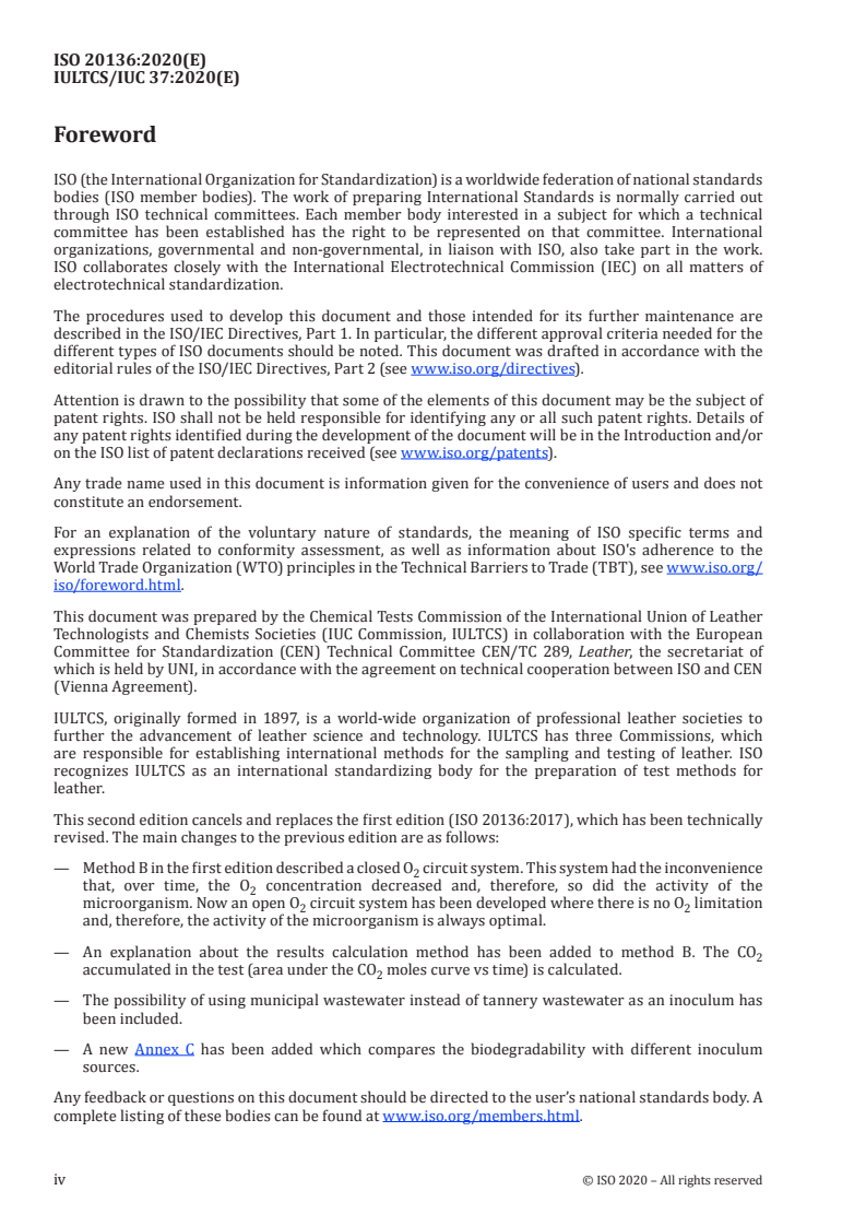 ISO 20136:2020 ISO 20136:2020 - Leather — Determination of degradability by micro-organisms
Released:6/25/2020 - Page 4 preview