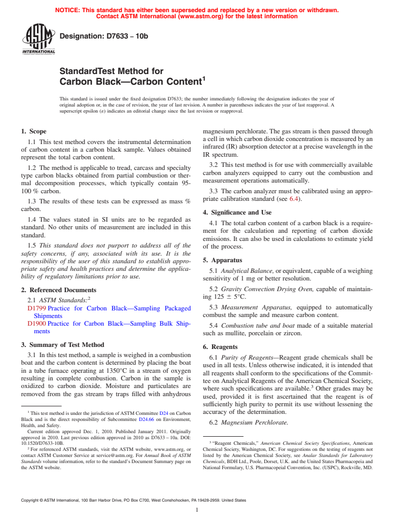 ASTM D7633-10b - Standard Test Method for Carbon Black(em dash)Carbon Content