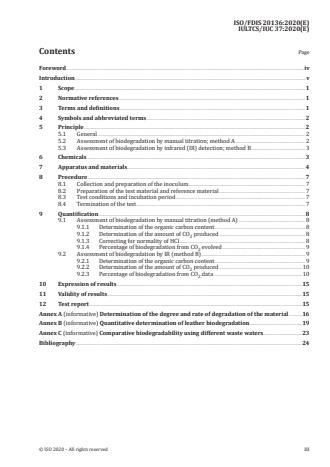 ISO 20136:2020 - Leather -- Determination of degradability by micro-organisms