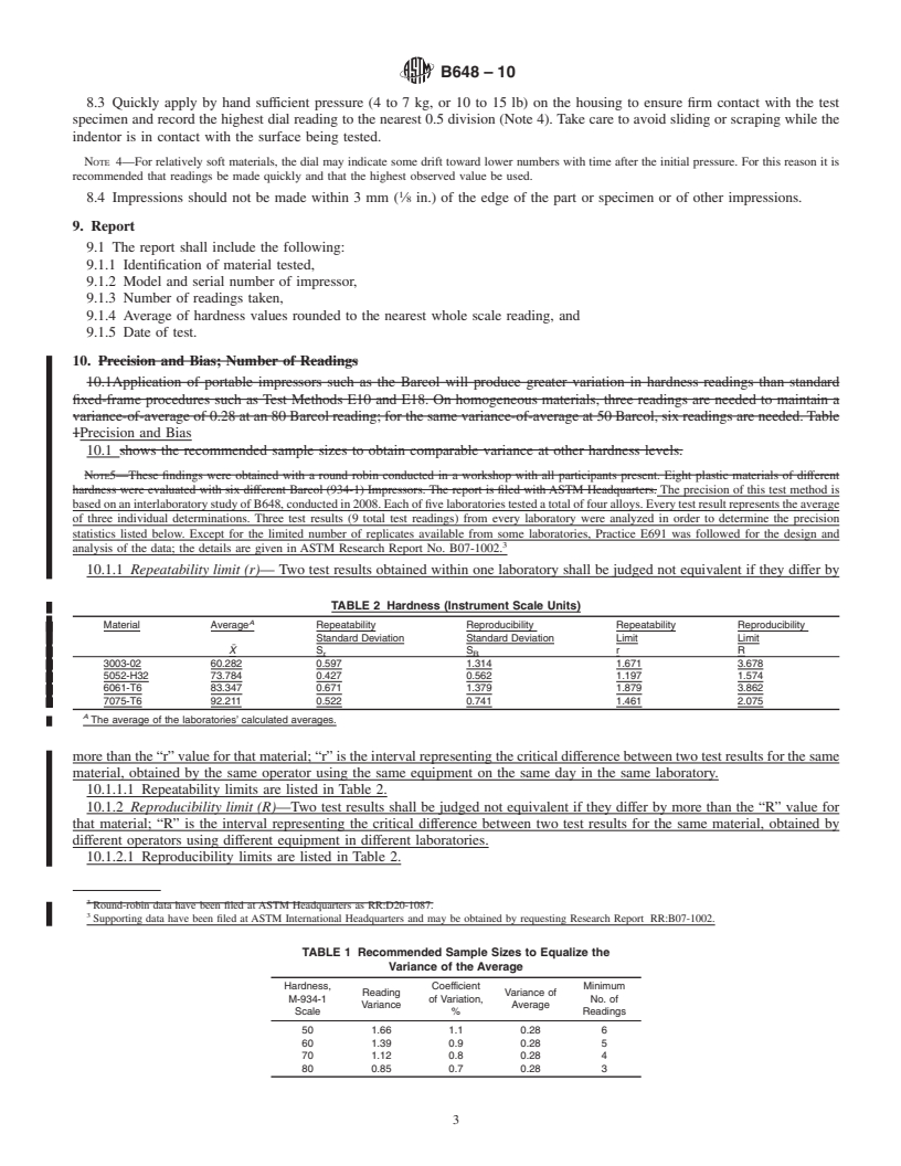 REDLINE ASTM B648-10 - Standard Test Method for Indentation Hardness of Aluminum Alloys by Means of a Barcol Impressor