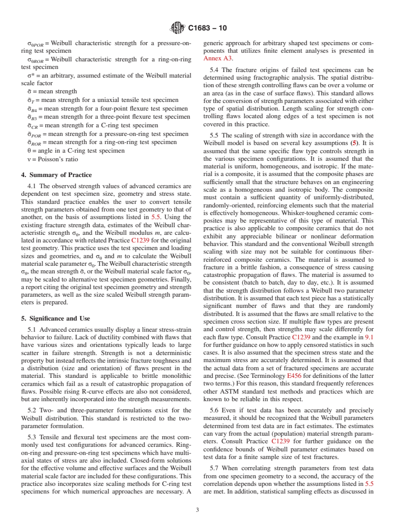 ASTM C1683-10 - Standard Practice for Size Scaling of Tensile Strengths Using Weibull Statistics for Advanced Ceramics