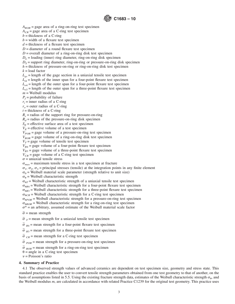 REDLINE ASTM C1683-10 - Standard Practice for Size Scaling of Tensile Strengths Using Weibull Statistics for Advanced Ceramics