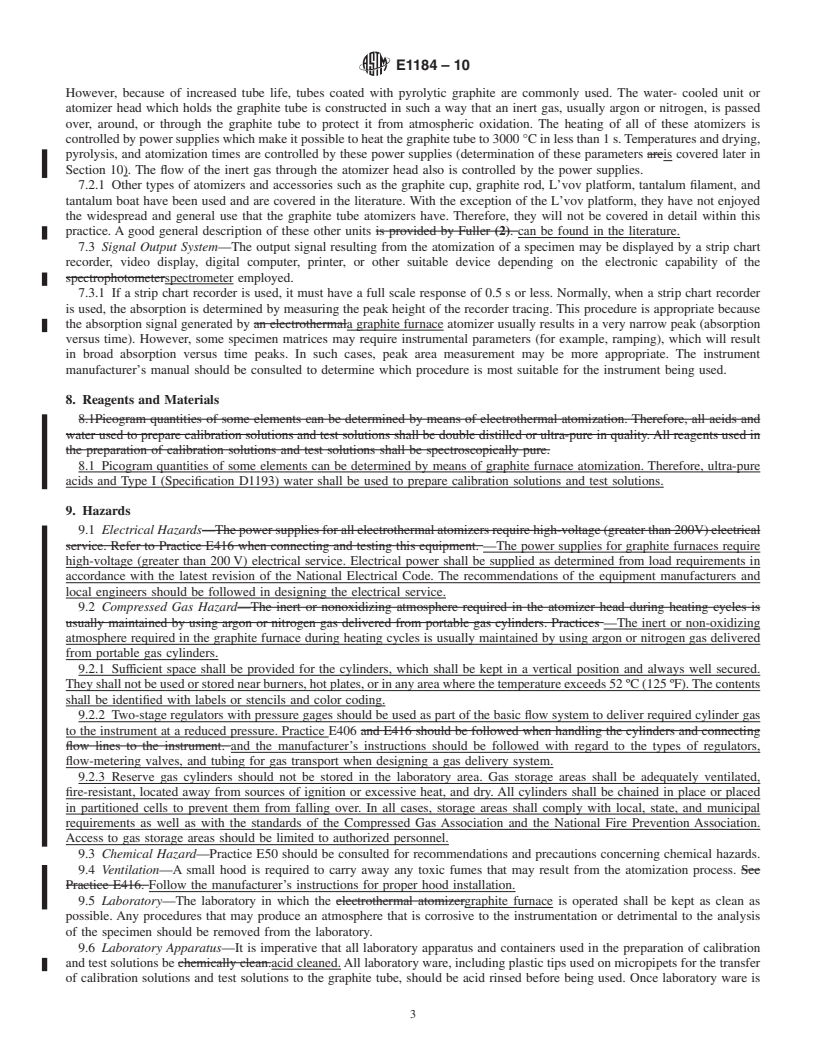 REDLINE ASTM E1184-10 - Standard Practice for Determination of Elements by Graphite Furnace Atomic Absorption Spectrometry