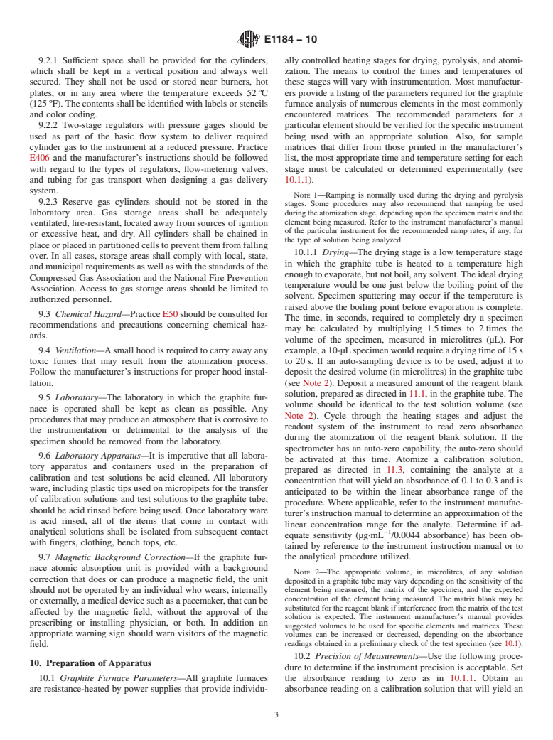 ASTM E1184-10 - Standard Practice for Determination of Elements by Graphite Furnace Atomic Absorption Spectrometry