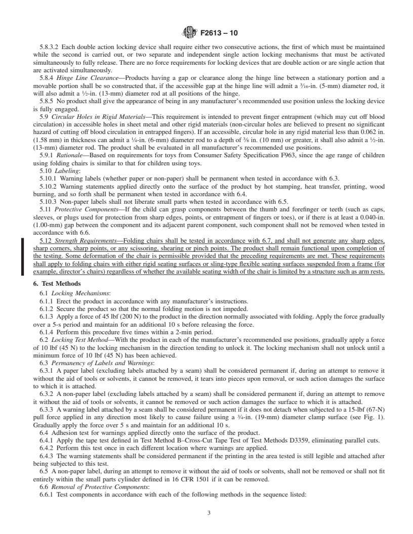 REDLINE ASTM F2613-10 - Standard Consumer Safety Specification for Children's Folding Chairs