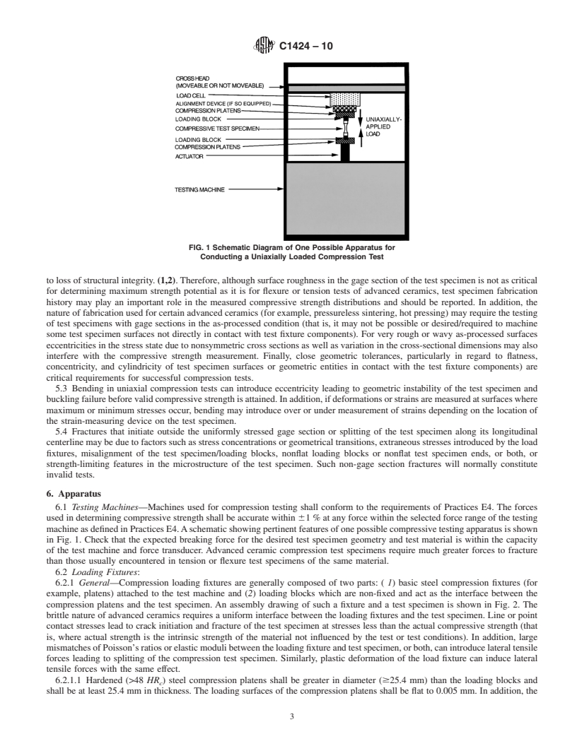 REDLINE ASTM C1424-10 - Standard Test Method for Monotonic Compressive Strength of Advanced Ceramics at Ambient Temperature