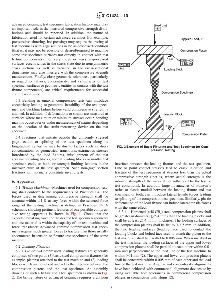 ASTM C1424-10 - Standard Test Method for Monotonic Compressive Strength of Advanced Ceramics at Ambient Temperature